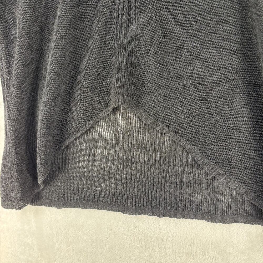 Eileen Fisher Sweater Large Organic Linen Tencel Black V Neck Boxy Quiet Luxury - Picture 3 of 9